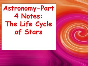 AstronomyPart 4 Notes The Life Cycle of Stars