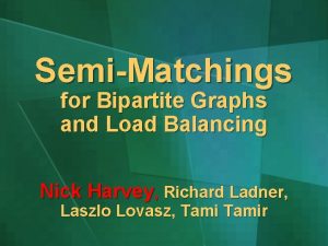 SemiMatchings for Bipartite Graphs and Load Balancing Nick