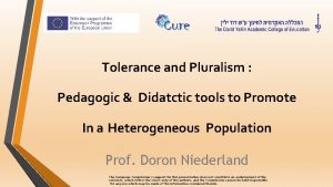 Tolerance and Pluralism Pedagogic Didatctic tools to Promote