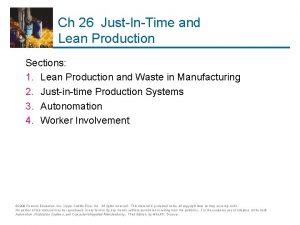 Ch 26 JustInTime and Lean Production Sections 1