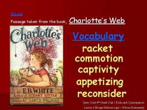 Escape Passage taken from the book Charlottes Web