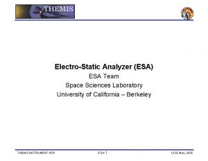 ElectroStatic Analyzer ESA ESA Team Space Sciences Laboratory