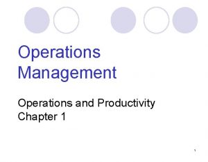 Operations Management Operations and Productivity Chapter 1 1
