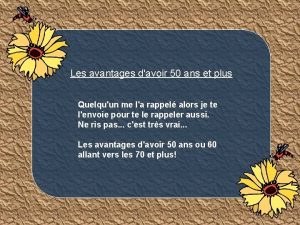 Les avantages davoir 50 ans et plus Quelquun