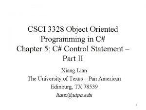 CSCI 3328 Object Oriented Programming in C Chapter