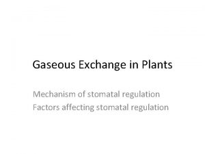 Gaseous Exchange in Plants Mechanism of stomatal regulation