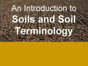An Introduction to Soils and Soil Terminology Soil