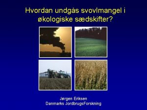 Hvordan undgs svovlmangel i kologiske sdskifter Jrgen Eriksen