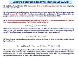 Lightning Potential Index JKg Yair et al 2010