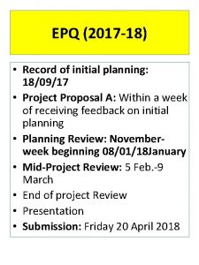 EPQ 2017 18 Record of initial planning 180917