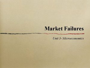 Market Failures Unit 3 Microeconomics Market Failures The