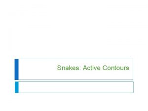 Snakes Active Contours Introduction Parametric active contours A