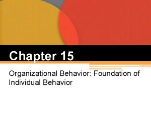 Chapter 15 Organizational Behavior Foundation of Individual Behavior