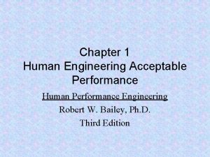 Chapter 1 Human Engineering Acceptable Performance Human Performance