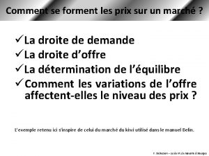 Comment se forment les prix sur un march