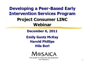 Developing a PeerBased Early Intervention Services Program Project