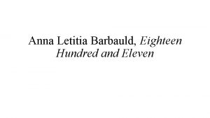 Anna Letitia Barbauld Eighteen Hundred and Eleven Portraits