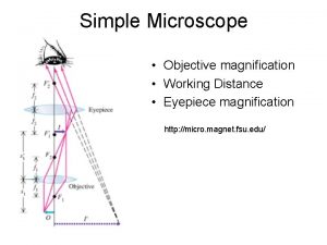 Simple Microscope Objective magnification Working Distance Eyepiece magnification