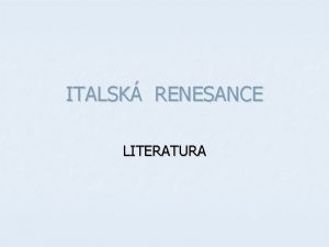 Italská renesance literatura