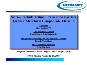 Advanced Materials Solutions Silicon Carbide Tritium Permeation Barriers