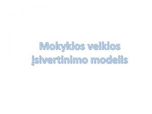 Mokyklos veiklos sivertinimo modelis Bendrojo ugdymo mokyklos veiklos