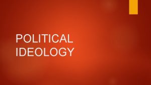 POLITICAL IDEOLOGY Political Ideology Coherent belief systemphilosophy about