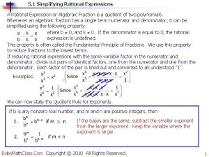 5 1 Simplifying Rational Expressions A Rational Expression