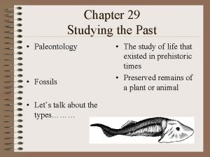 Chapter 29 Studying the Past Paleontology Fossils Lets