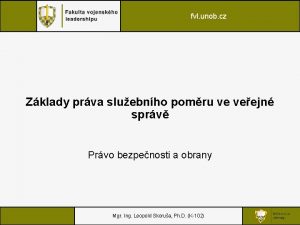 fvl unob cz Zklady prva sluebnho pomru ve