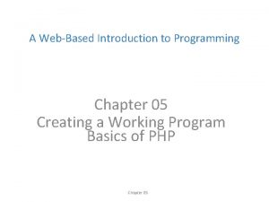 A WebBased Introduction to Programming Chapter 05 Creating