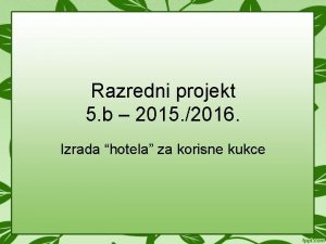 Razredni projekt 5 b 2015 2016 Izrada hotela