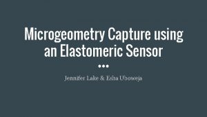 Microgeometry Capture using an Elastomeric Sensor Jennifer Lake