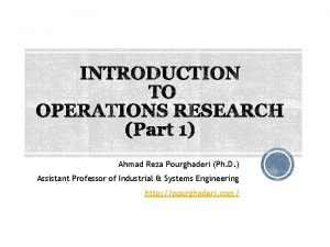 Ahmad Reza Pourghaderi Ph D Assistant Professor of