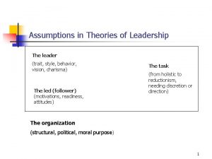 Assumptions in Theories of Leadership The leader trait