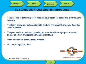 Introduction Inputs Tools and Techniques Outputs 12 2