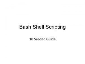 Bash Shell Scripting 10 Second Guide Common environment