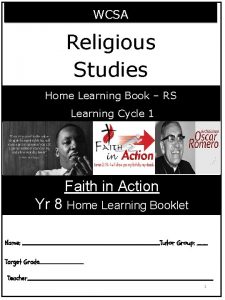 WCSA Religious Studies Home Learning Book RS Learning