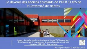 Le devenir des anciens tudiants de lUFR STAPS