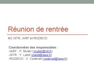 Runion de rentre M 2 ISTR IARF et