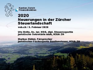 Kanton Zrich Finanzdirektion 2020 Neuerungen in der Zrcher