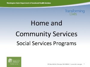Home and Community Services Social Services Programs 1