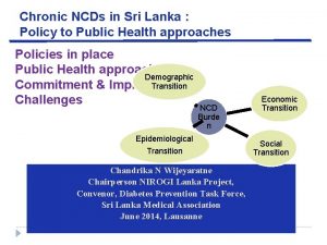 Chronic NCDs in Sri Lanka Policy to Public