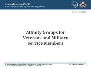 Veterans Employment Toolkit Veterans in the Workplace Training