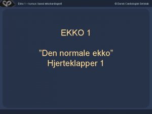 Ekko 1 kursus i basal ekkokardiografi EKKO 1