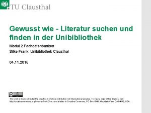 Gewusst wie Literatur suchen und finden in der