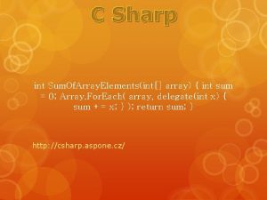 C Sharp int Sum Of Array Elementsint array