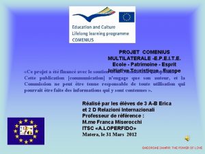 PROJET COMENIUS MULTILATERALE E P E I T