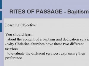 Christian rites of passage baptism