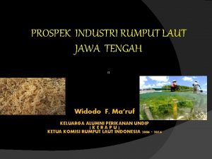 PROSPEK INDUSTRI RUMPUT LAUT JAWA TENGAH By Widodo