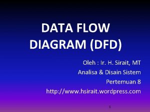 DATA FLOW DIAGRAM DFD Oleh Ir H Sirait